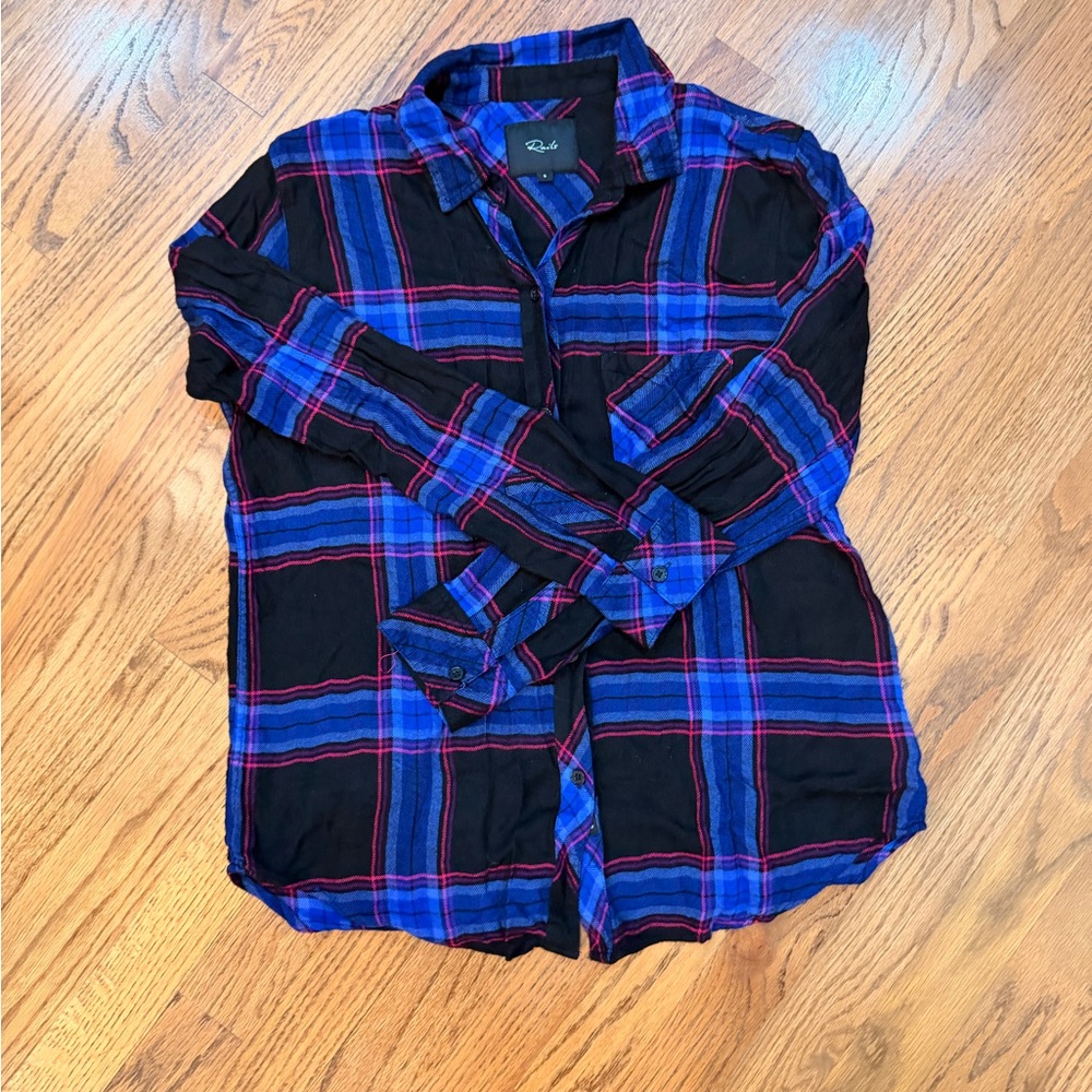 Rails Black and Blue Plaid Shirt